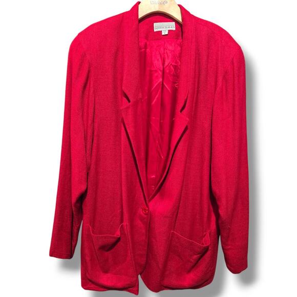 Vintage gottschalks women's red plus size button front blazer - size 16 - Picture 1 of 9